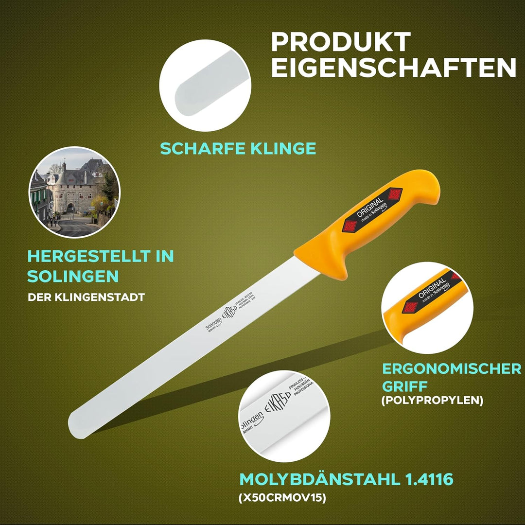 EIKASO Solingen Germany Aufschnitt/Salamimesser 45cm Schlachtermesser Metzgermesser extra lange Klin