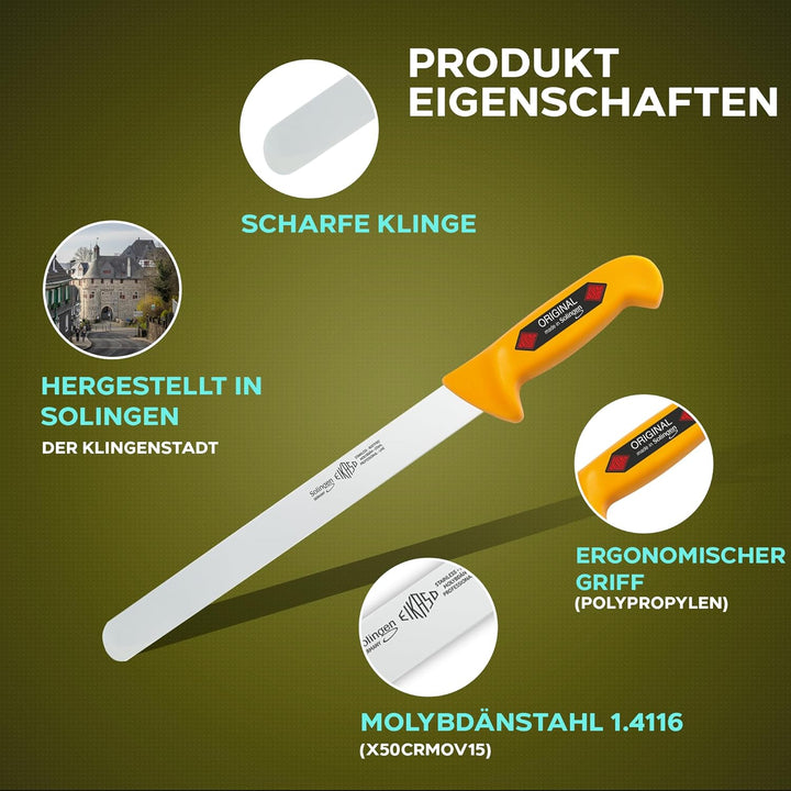 EIKASO Solingen Germany Aufschnitt/Salamimesser 45cm Schlachtermesser Metzgermesser extra lange Klin