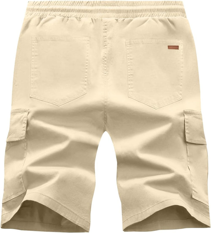 JMIERR Kurze Hosen Herren Baumwolle Cargo Shorts Herren Sommer Freizeithose mit Taschen S E Apricot,