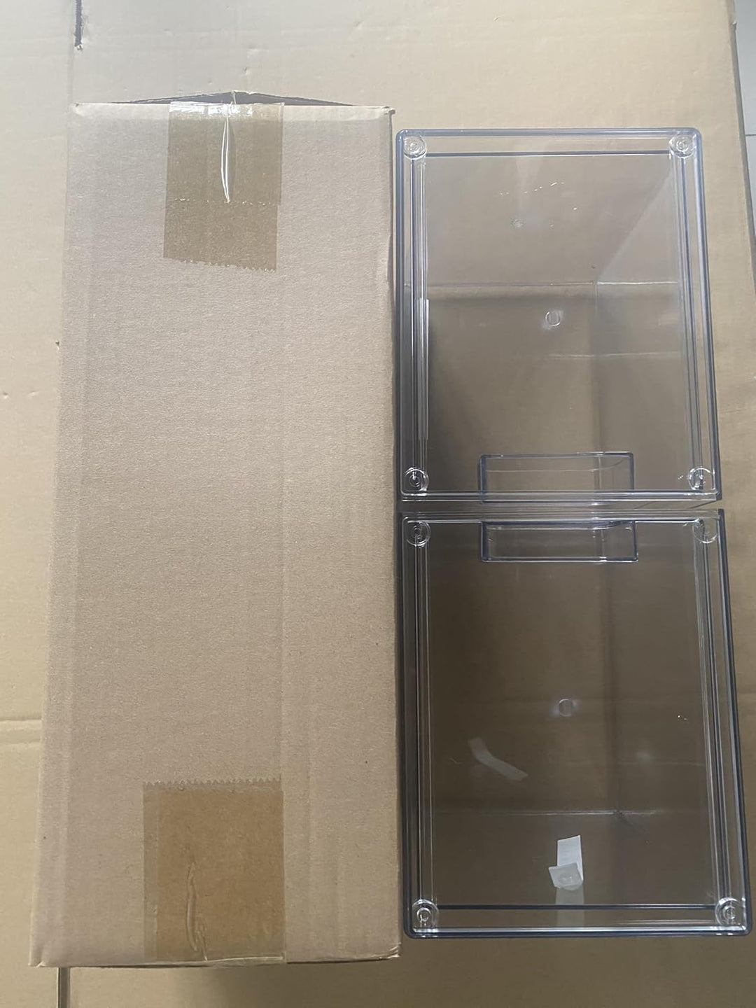 Stapelbarer Make-up-Organizer und -Aufbewahrung, durchsichtige Kosmetikschubladen aus Acryl mit Grif