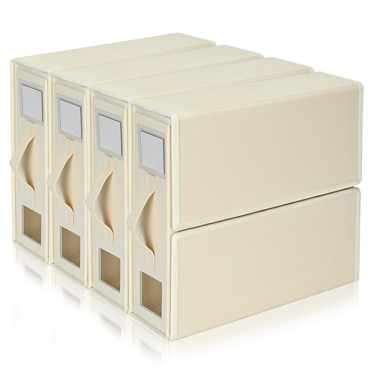 4 Stück Linen Bed Sheet Organiser Box, Faltbarer Bettwäsche Organizer Mit Sichtfenster Und Etikett,
