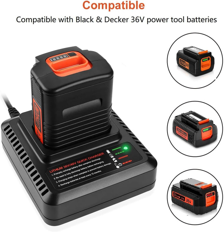 Energup 36V Ersatzladegerät für Black und Decker Ladegerät 36V LCS36 LCS40 Kompatibel mit Black Deck