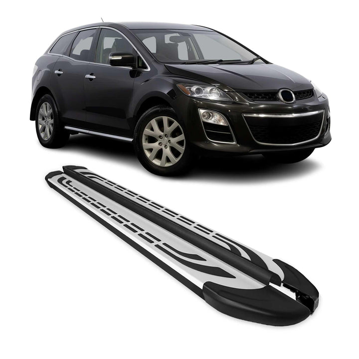 OMAC Trittbretter Seitenschweller Seitenbretter kompatibel mit Mazda CX-7 2007-2016 Alu Schwarz-Silb