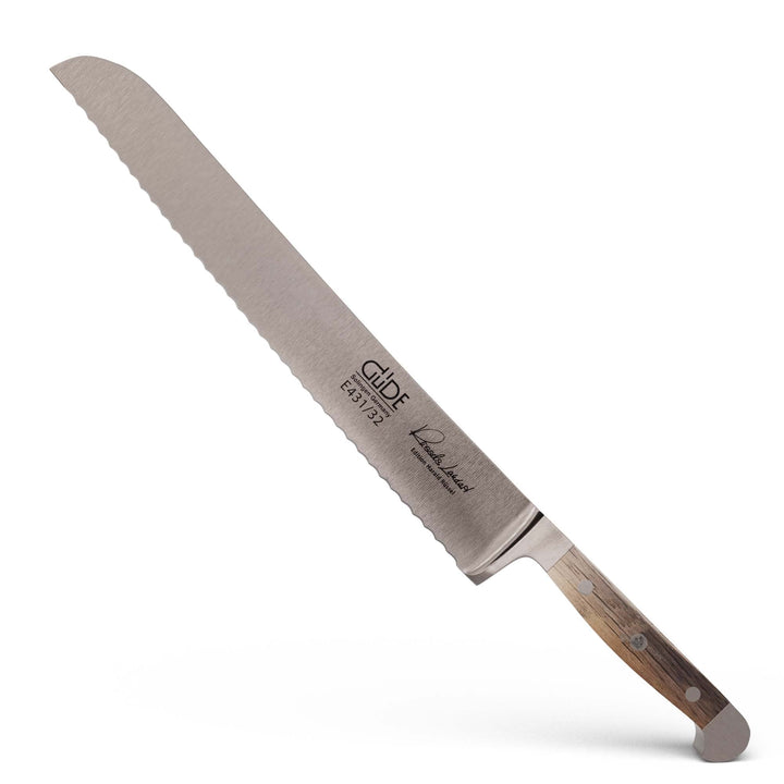 GÜDE Solingen - Brotmesser geschmiedet, 32 cm, Fasseichenholz, ALPHA FASSEICHE, Doppelkropf, Handmad