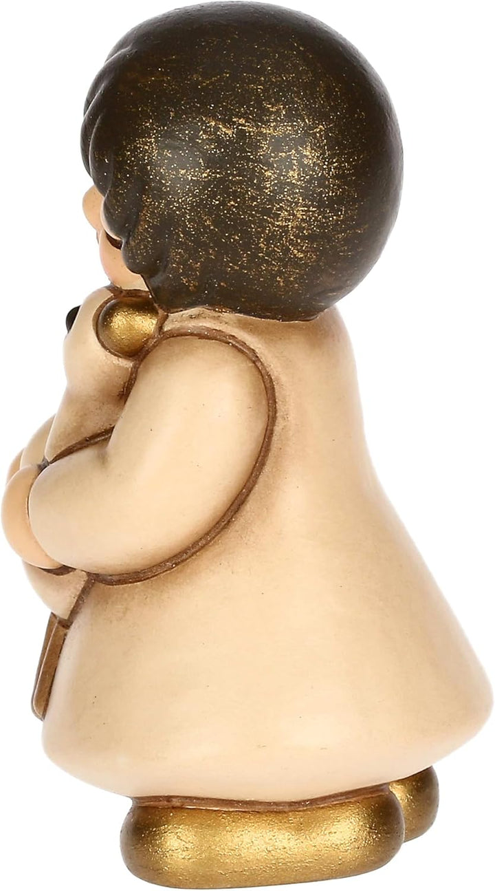 THUN - Mädchen mit Gans beige aus Keramik, 3,6 x 3,6 cm, Höhe 6,2 cm, Kollektion Krippe Classico