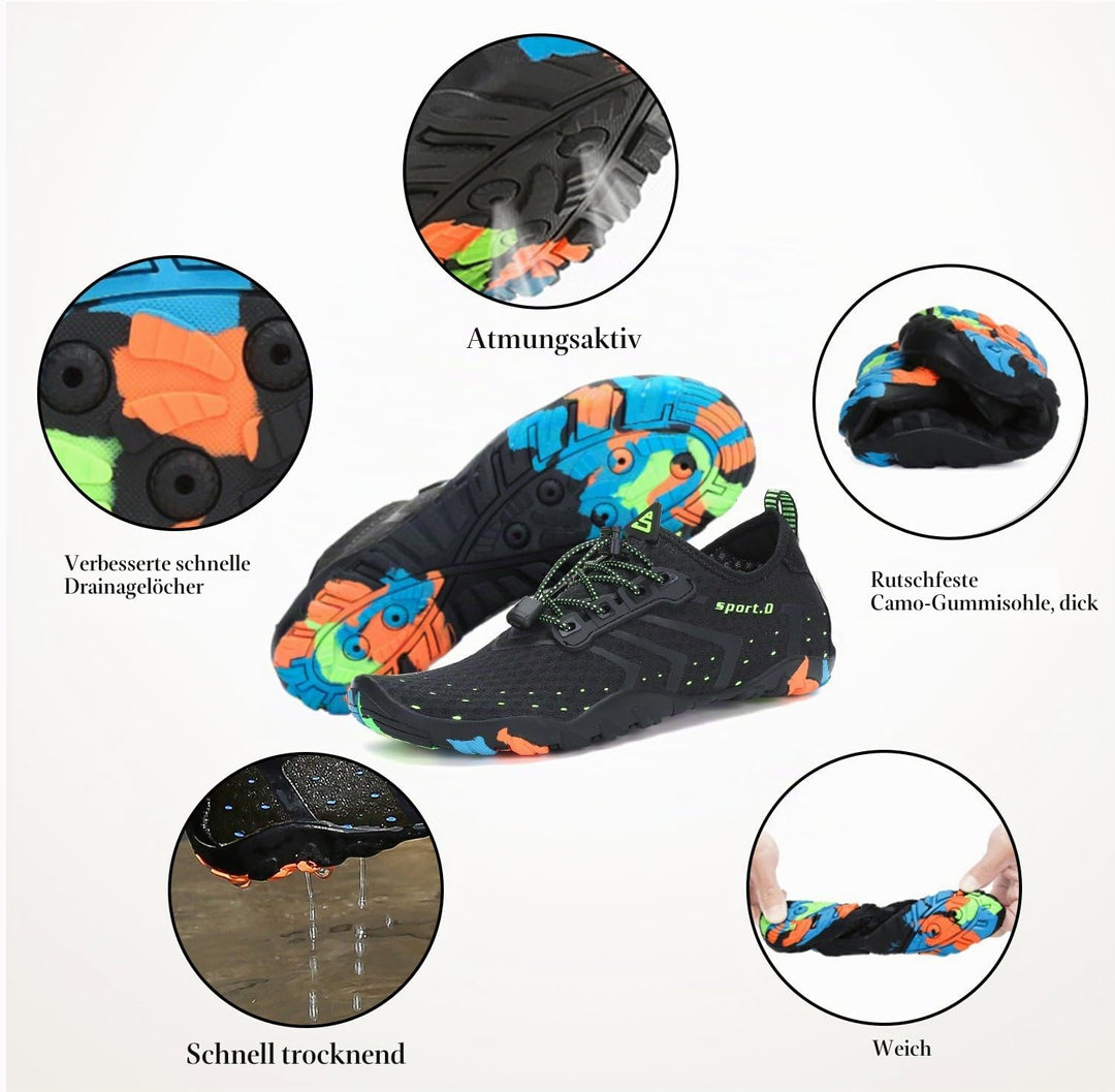 SAGUARO Unisex-Erwachsene Badeschuhe Atmungsaktiv Dicke Sohle Gr.36-46 42 EU Reines Schwarz, 42 EU R
