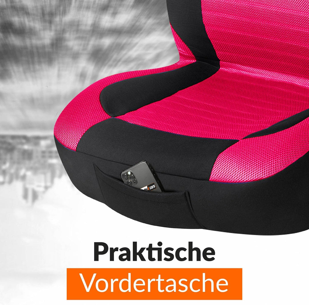 Upgrade4cars Auto-Sitzbezüge Pink Schwarz | Auto-Schonbezüge Set für Vordersitze &amp; Rückbank | Rosa A