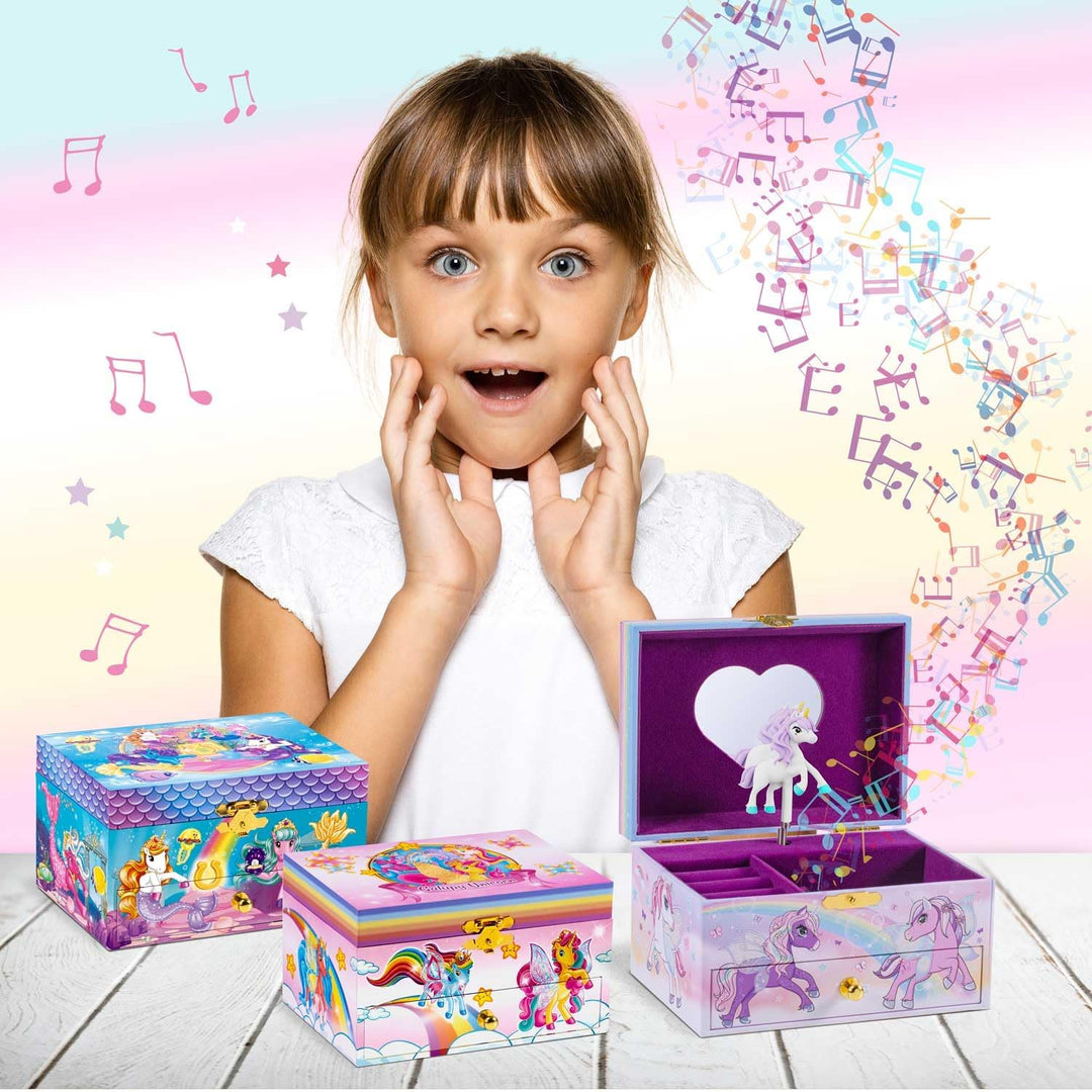 CRAZE, EINHORN Schmuckkästchen Kinder mit Spieluhr , Schmuckschatulle Mädchen mit drehendem Einhorn