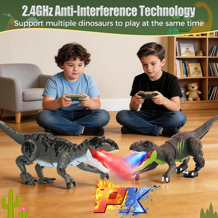 LEAPRCSTORE Ferngesteuertes Dinosaurier Spielzeug für Kinder mit Sprühen | Lichtern und Brüllen, Ele