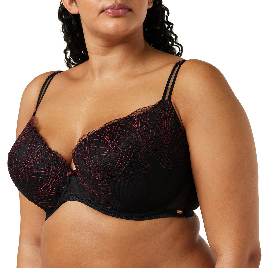 Gossard Damen Plunge-BH 70C Schwarz / Rot, 70C Schwarz / Rot