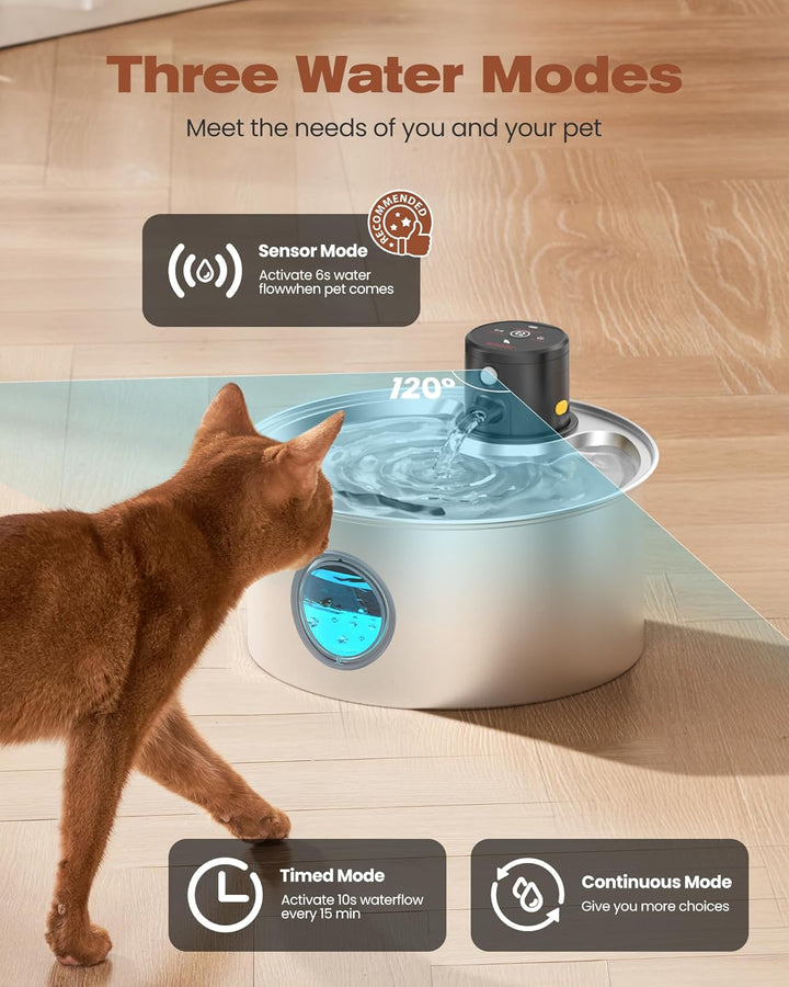 Katzenbrunnen mit Bewegungsmelder Katzen Trinkbrunnen Edelstahl: Katzentrinkbrunnen Sensor - 3.2L Tr