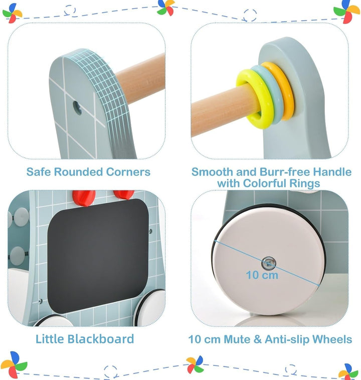 LIFEZEAL Lauflernhilfe Baby, Lauflernwagen Holz mit Rädern & Montessori-Spielzeug, Baby Walker für K