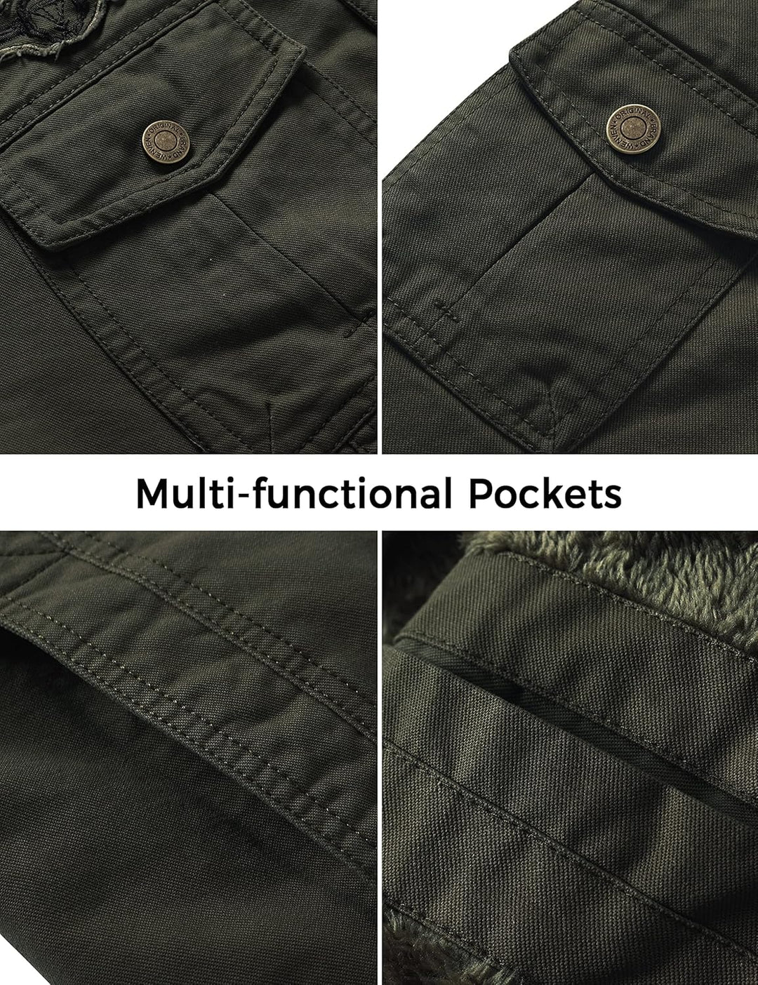 WenVen Herren Klassisch übergangsjacke Winter Warme Jacke Lässige Outdoor Winddichter Mäntel Verdick