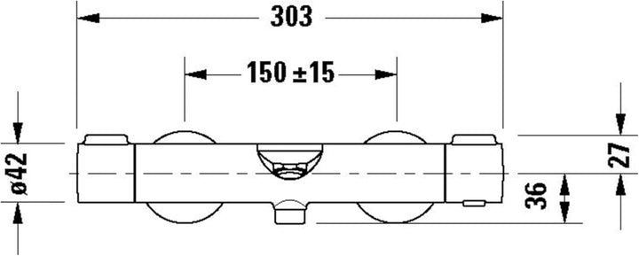 Duravit Wave Wannenarmatur Aufputz für 2 Verbraucher mit Umstellventil, Wannenthermostat mit Keramik