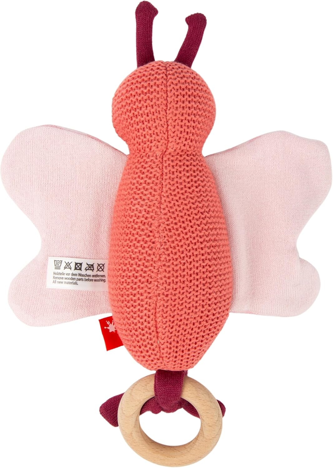 SIGIKID 39674 Strick-Greifling Schmetterling Knitted Love, Babyspielzeug aus Baumwollstrick mit Holz