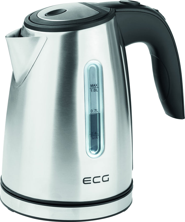 ECG RK 1050 Edelstahl Wasserkocher, 1.0 Liter 1 Liter Edelstahl-design, 1 Liter Edelstahl-design