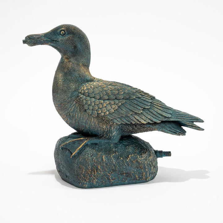 Esotec Wasserspeier-Figuren Ente Samuel, Einzelfigur mit Schlauch, Teichfigur, Brunnenfigur, Wassers