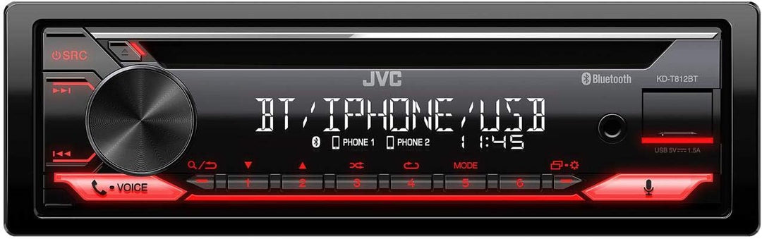 JVC KD-T812BT CD-Receiver mit BT-Freisprecheinrichtung (Alexa built-in, Hochleistungstuner, Soundpro