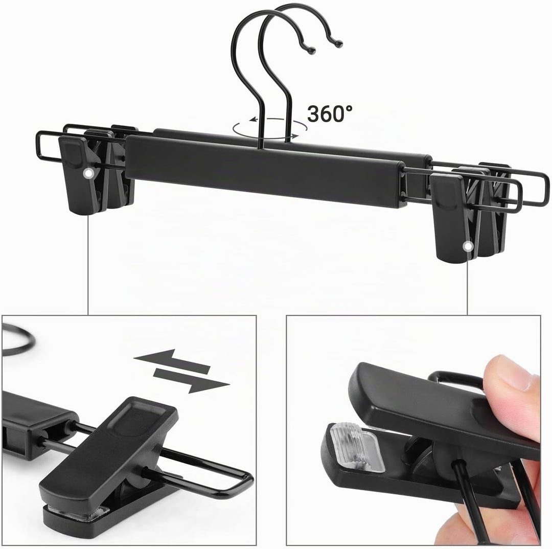 SONGMICS Hosenbügel, 12er Set, Kleiderbügel, gut belastbar, mit Clips, Rockbügel aus Premium-Kunstst