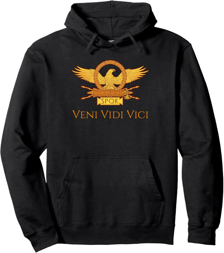 Julius Caesar Latin Quote Veni Vidi Vici SPQR Roman Eagle Pullover Hoodie