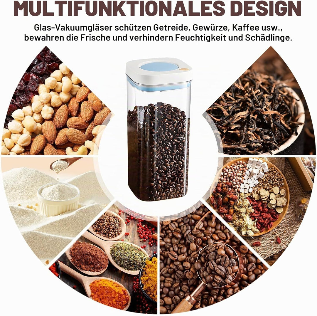 2er Set Kaffeedose Luftdicht, Vorratsdosen 1800 ml, Kaffeebohnen Behälter, Kaffeebehälter Luftdicht,