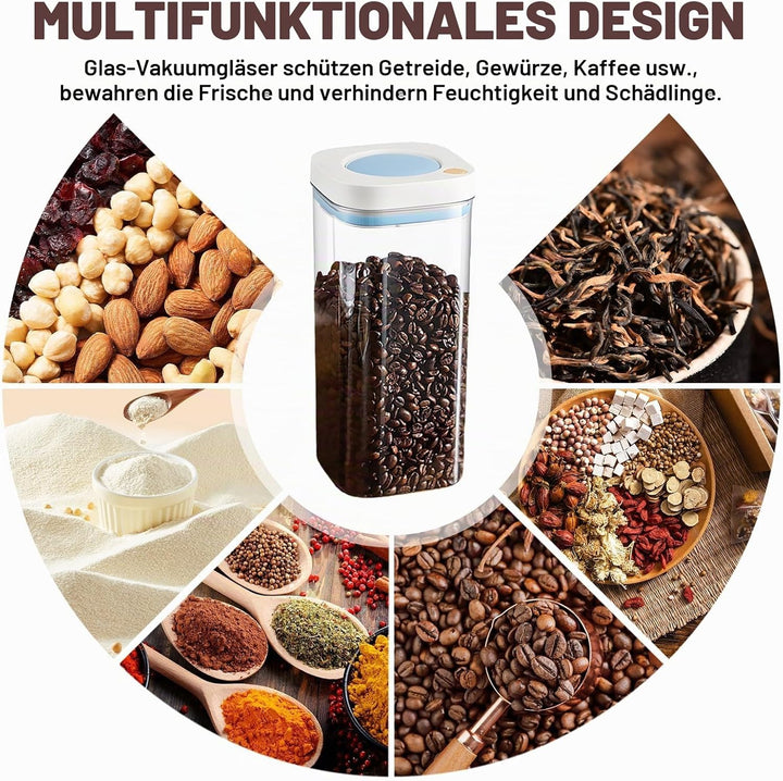 2er Set Kaffeedose Luftdicht, Vorratsdosen 1800 ml, Kaffeebohnen Behälter, Kaffeebehälter Luftdicht,
