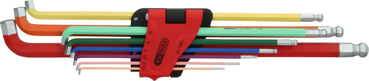KS Tools 151.4560 Kugelkopf-Innensechskant-Winkelstiftschlüssel-Satz, 108° abgewinkelt, 9-tlg.