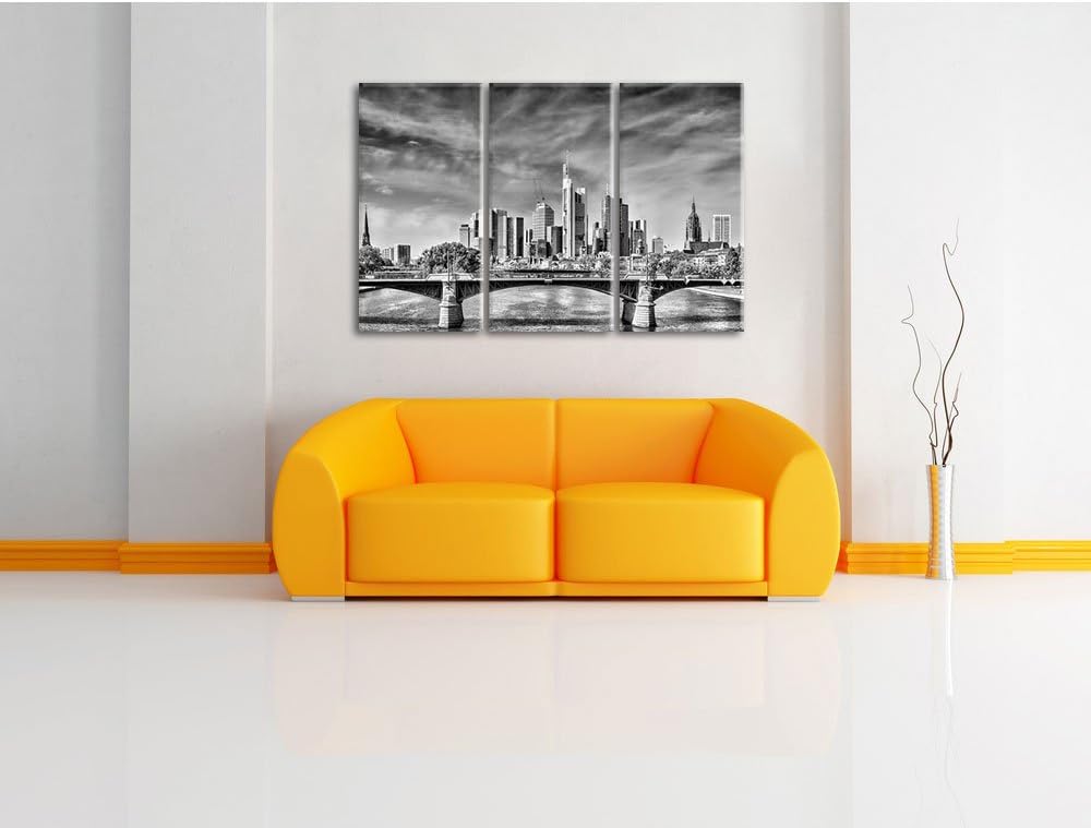 Pixxprint Skyline von Frankfurt am Main als Leinwandbild/Grösse: 3 Teilig (120x80) cm/Wandbild/Kunst