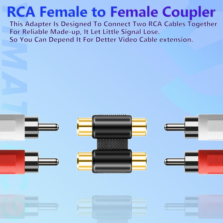 Cinch Koppler RCA Doppel Kupplung, 5 STK Cinch Buchse auf Buchse Kupplung 2 kanäle Adapterstecker Au