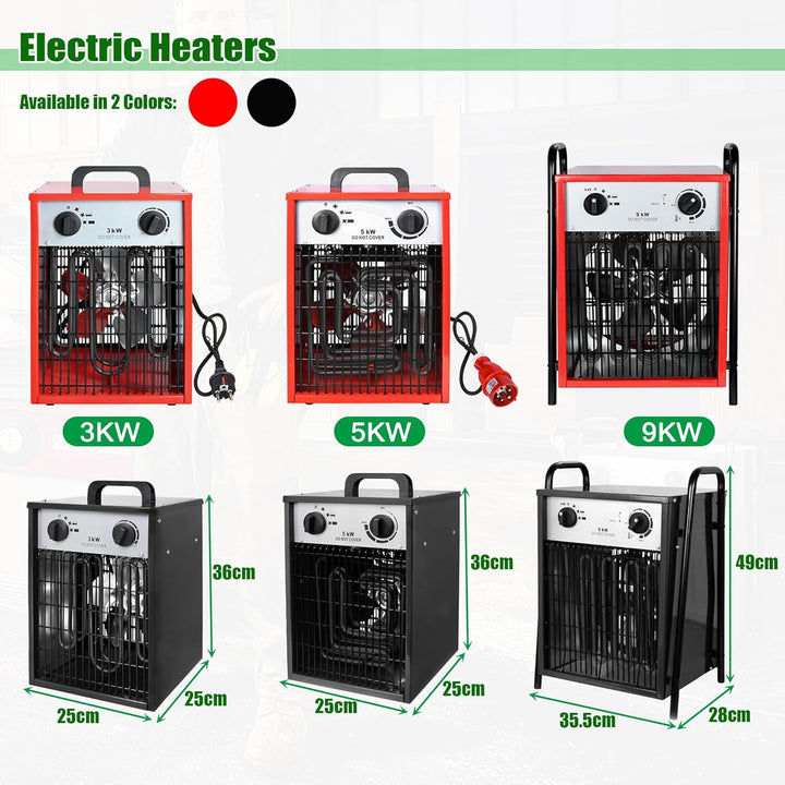 5 kW Elektrische Heizgeräte Heizlüfter mit 4 Einstellbarer Heizstufen Überlastschutz Garten Elektroh