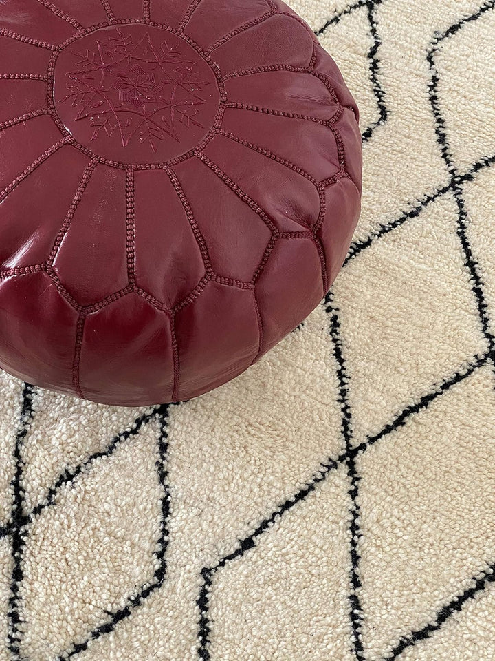 Poufs&Pillows Marokkanischer Echtleder Pouf - Handgefertigt - Gefüllt Geliefert - Ottoman, Sitzsack,