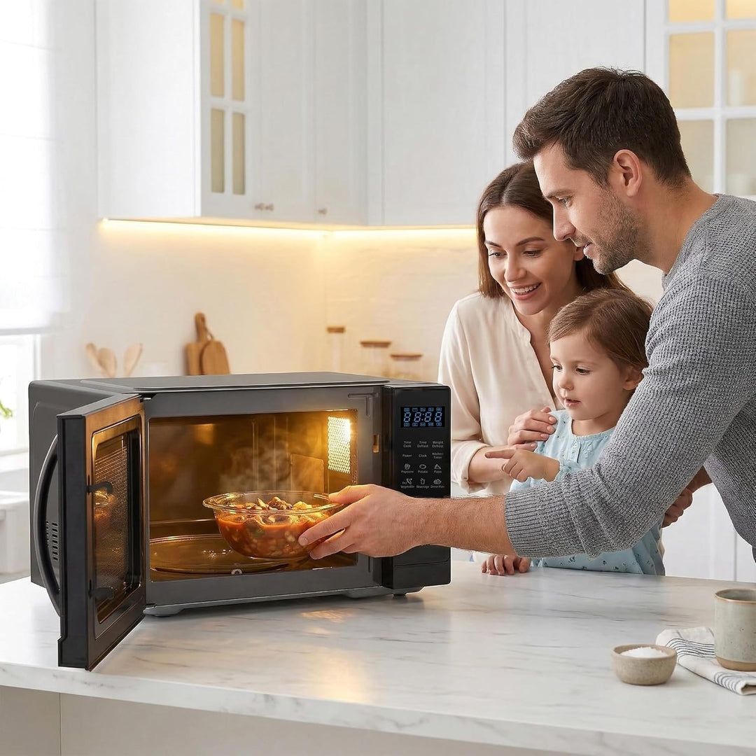 HMW-MD25DBK Mechanischer Mikrowellenherd, 25 l, 800 W Aufsatz-Mikrowelle mit 5 Leistungsstufen, Time