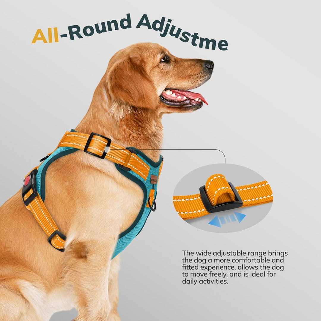 FAYOGOO Hundegeschirr, Kein Choke Front Clip Hund Reflektierendes Geschirr, No-Pull Verstellbare Wei