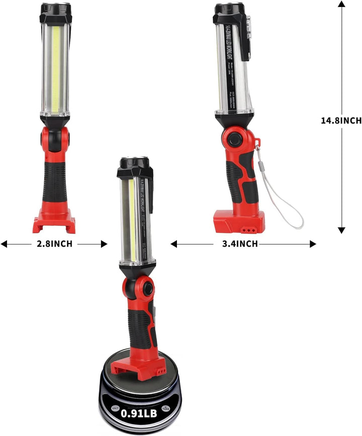 25W 2000LM LED Lampe für Milwaukee M18 Akku, 18V Akku Lampe für Camping, Autoreparatur, Not- und Bau