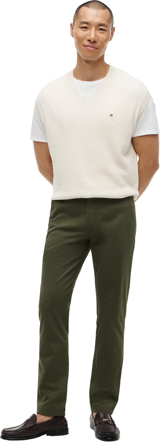 Tommy Hilfiger Herren Hose Bleecker Chino 1985 Pima Cotton Chino 31W / 28L Green (Dark Greenery), 31