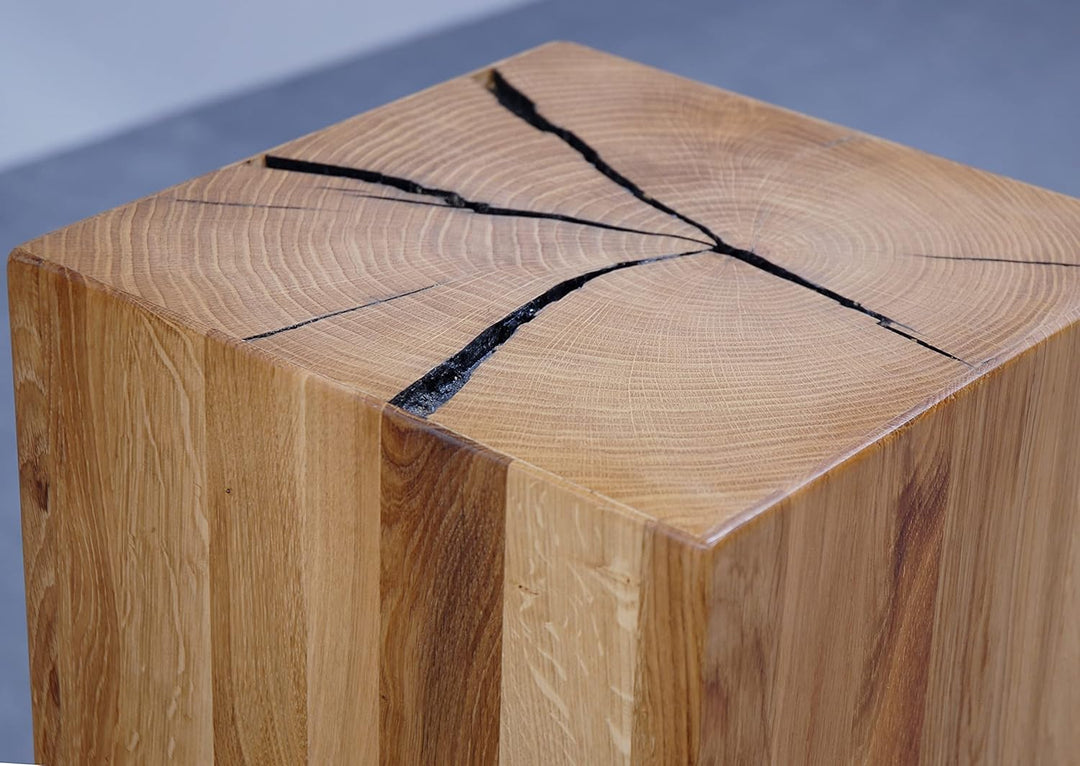 Woodroom Holzhocker Eiche massiv geölt (BxHxT 30x81x30 cm) Hocker, Stuhl Holzfarben 30x81x30 cm, Hol