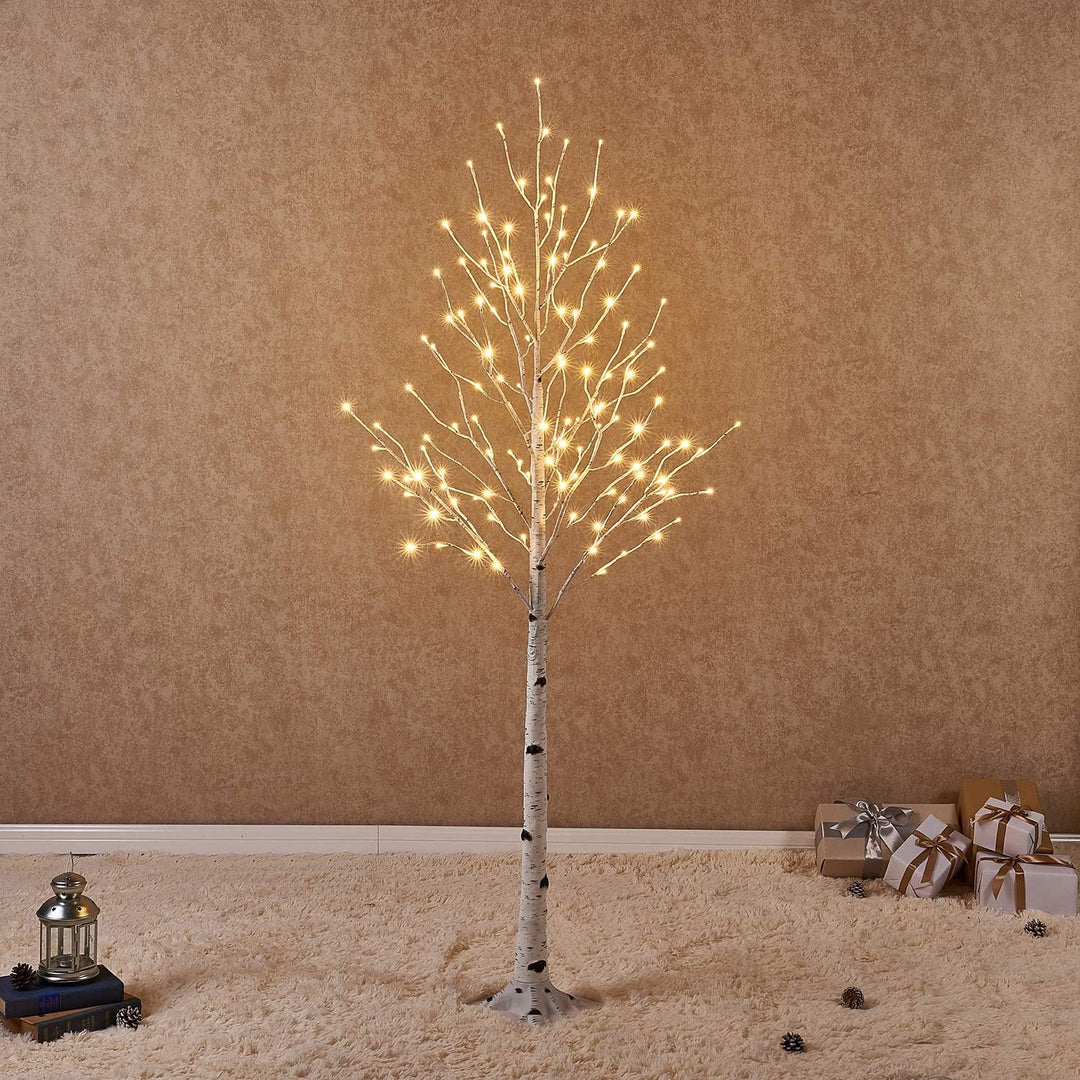 Hairui LED Baum Warmweiss 128LEDs Birke Lichterbaum 180CM Künstlicher Weihnachtsbaum mit Teilweise F