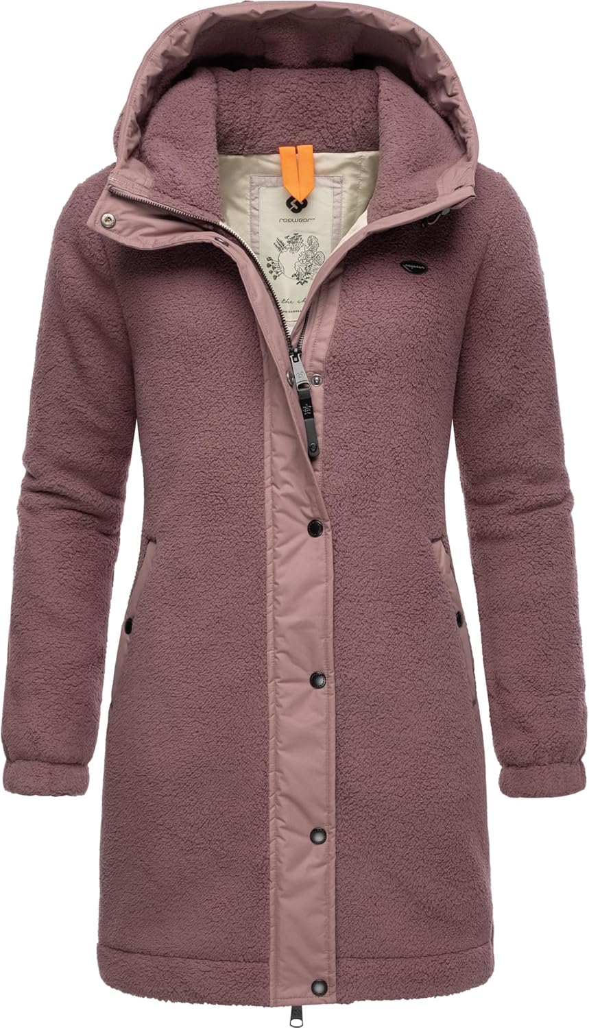 Ragwear Damen Fleecejacke Kurze Teddyfleece-Jacke warm mit Kapuze Cousy XS-6XL 3XL Mauve24, 3XL Mauv