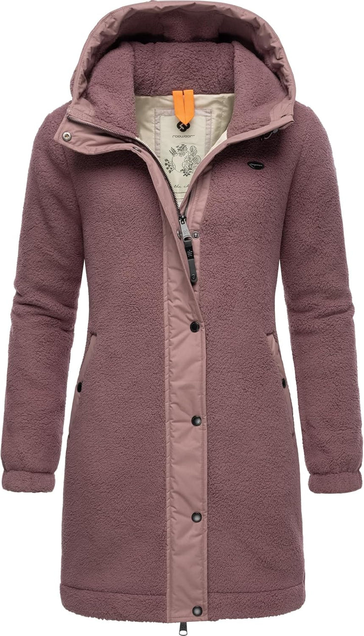 Ragwear Damen Fleecejacke Kurze Teddyfleece-Jacke warm mit Kapuze Cousy XS-6XL 3XL Mauve24, 3XL Mauv