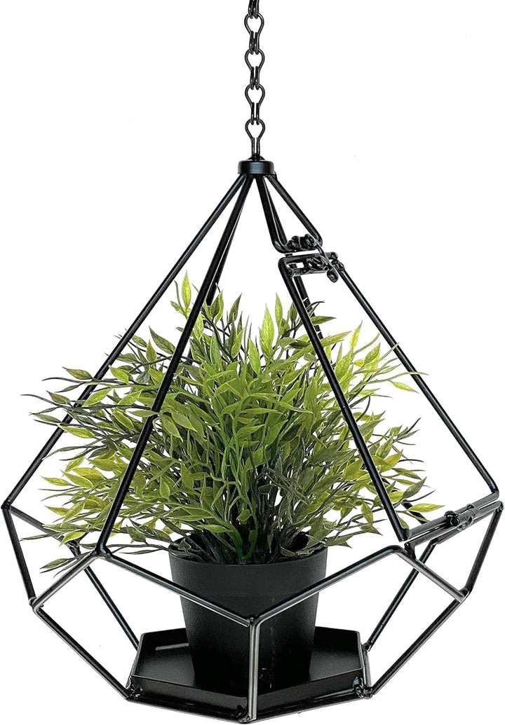 DanDiBo Blumenampel innen Metall Wand Hängepflanzen 64 cm 96075 S mit Tür 6 Ecken Pflanzenhänger Blu
