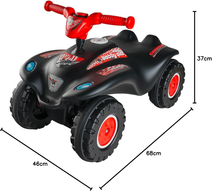 BIG Bobby Car Quad Racing (schwarz-rot) - Kinder-Rutschauto ab 3 Jahre mit Lenker, Hupe und Offroad-