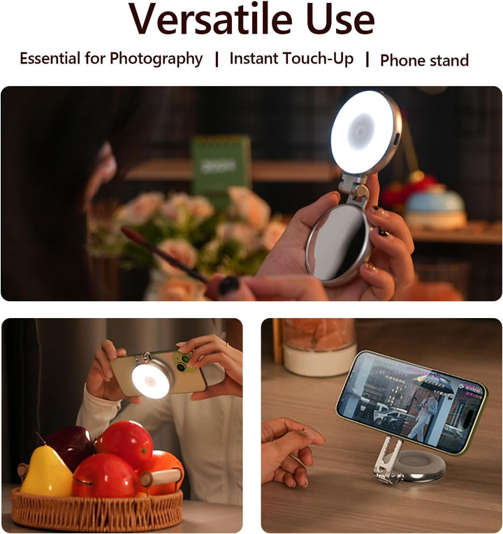 Magnetische Selfie-Licht, Magnetische Selfie Licht Kompatibel mit Magsafe, 360°LED Handy-Licht mit S