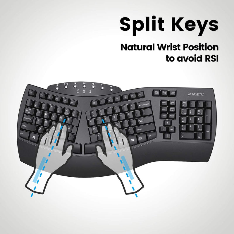 Perixx PERIBOARD-612 Wireless Ergonomic Split Keyboard with Dual Mode 2.4G and Bluetooth Feature, Co