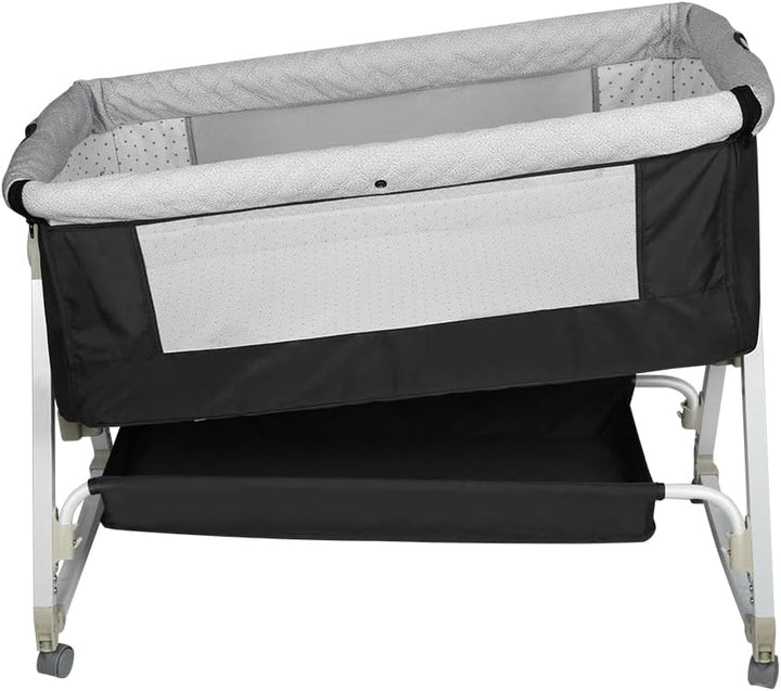 Babybett, 6-stufig Höhenverstellbar,Wiege mit Matratze und Moskitonetz, Mobile Babywiege für Neugebo