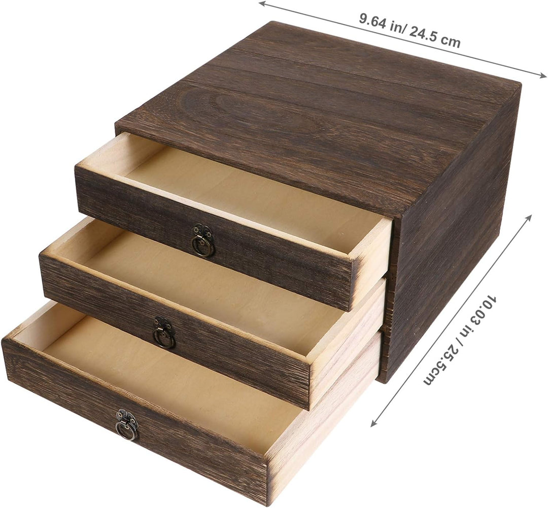 UPKOCH Schubladenbox Holzbox Holzkisten Holzschubladen Schubladencontainer Organizer 3 Schubladen Au