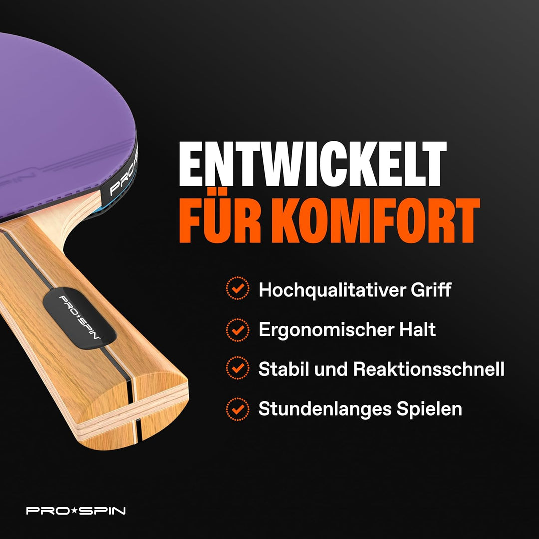 PRO-SPIN Tischtennisschläger – Hochleistungs-Tischtennis Set | Premium Tischtennisschlaeger, 3-Stern