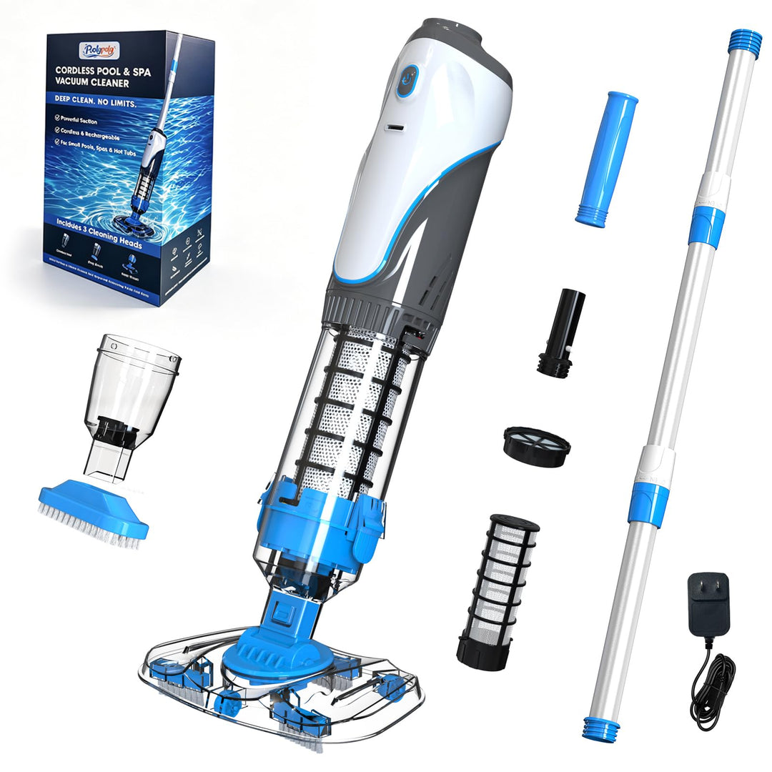 Neuheit 2026 Poolsauger Akku, Pool Staubsauger Handsauger Kabellos, Doppelte Filtration Pool Bodens