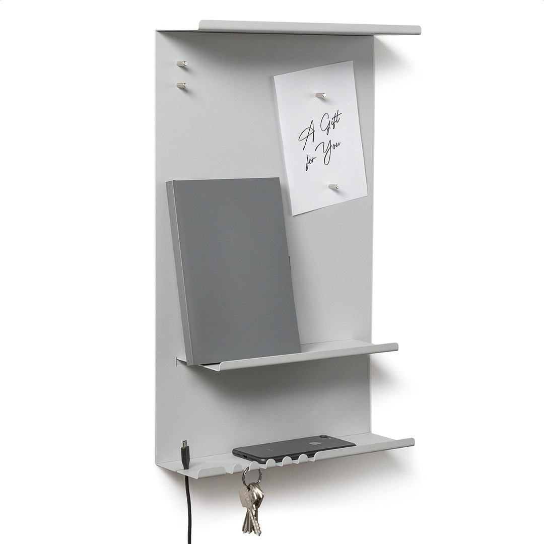 byde Wandorganizer Hele aus Stahlstruktur. 30 x 9 x 49 cm 3-in-1 Wandregal mit Magnettafel und Magne