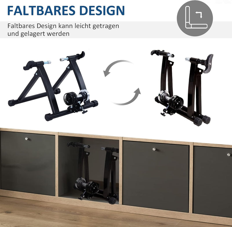 HOMCOM Rollentrainer Fahrrad Rennrad Heimtrainer Trainer faltbar Magnetbremse 54,5 x 47,2 x 39,1 cm