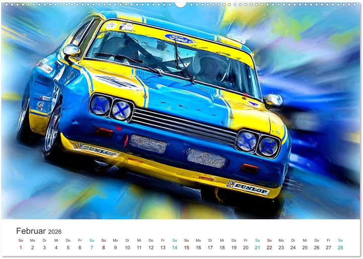 Kultautos - Capri und Escort (Wandkalender 2026 DIN A2 quer), CALVENDO Monatskalender: Autos mit spo